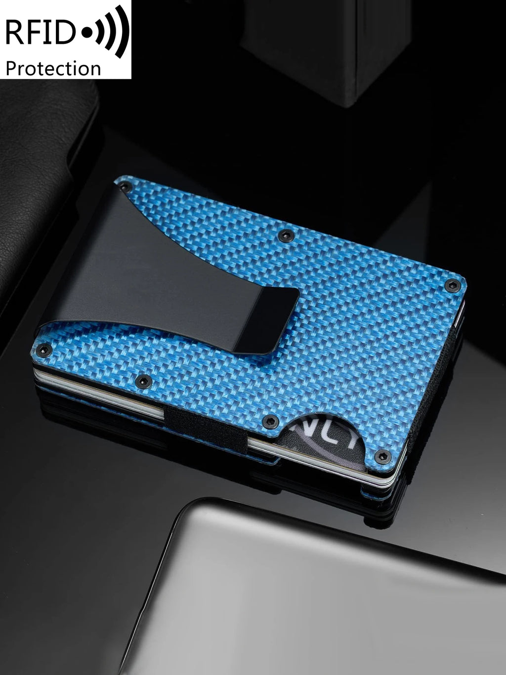 Minimalist Carbon Fiber RFID Holder Ultra-Thin Mini ID Credit Card Holder Aluminum Alloy Men'S and Women'S Wallet