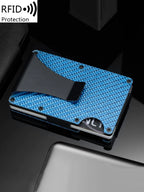 Minimalist Carbon Fiber RFID Holder Ultra-Thin Mini ID Credit Card Holder Aluminum Alloy Men'S and Women'S Wallet