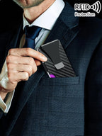 Minimalist Carbon Fiber RFID Holder Ultra-Thin Mini ID Credit Card Holder Aluminum Alloy Men'S and Women'S Wallet