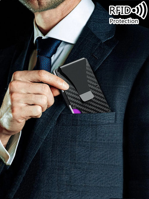 Minimalist Carbon Fiber RFID Holder Ultra-Thin Mini ID Credit Card Holder Aluminum Alloy Men'S and Women'S Wallet