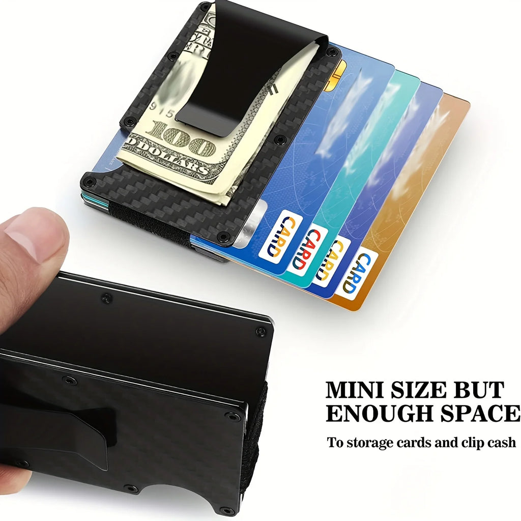 Minimalist Carbon Fiber RFID Holder Ultra-Thin Mini ID Credit Card Holder Aluminum Alloy Men'S and Women'S Wallet
