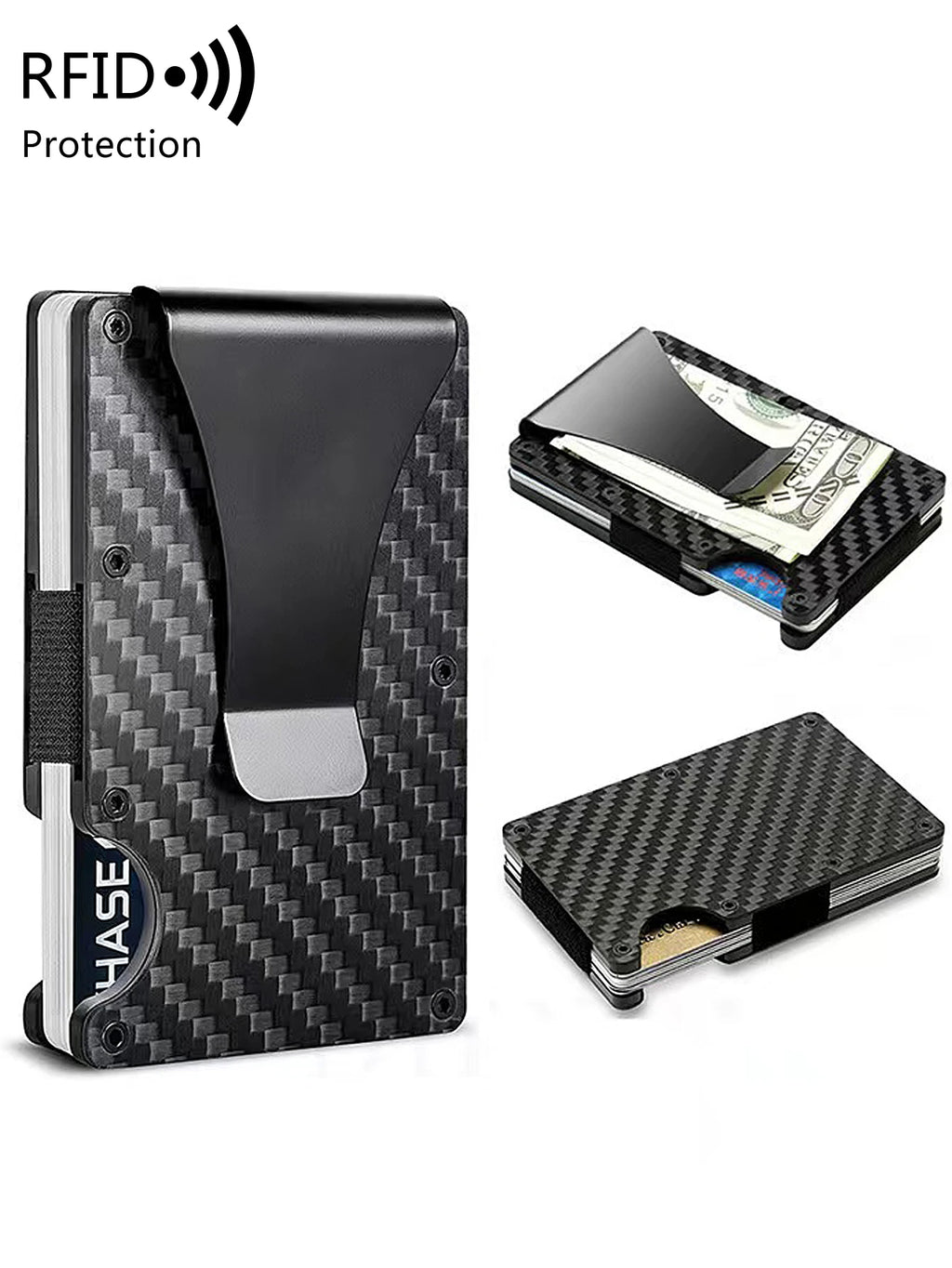 Minimalist Carbon Fiber RFID Holder Ultra-Thin Mini ID Credit Card Holder Aluminum Alloy Men'S and Women'S Wallet