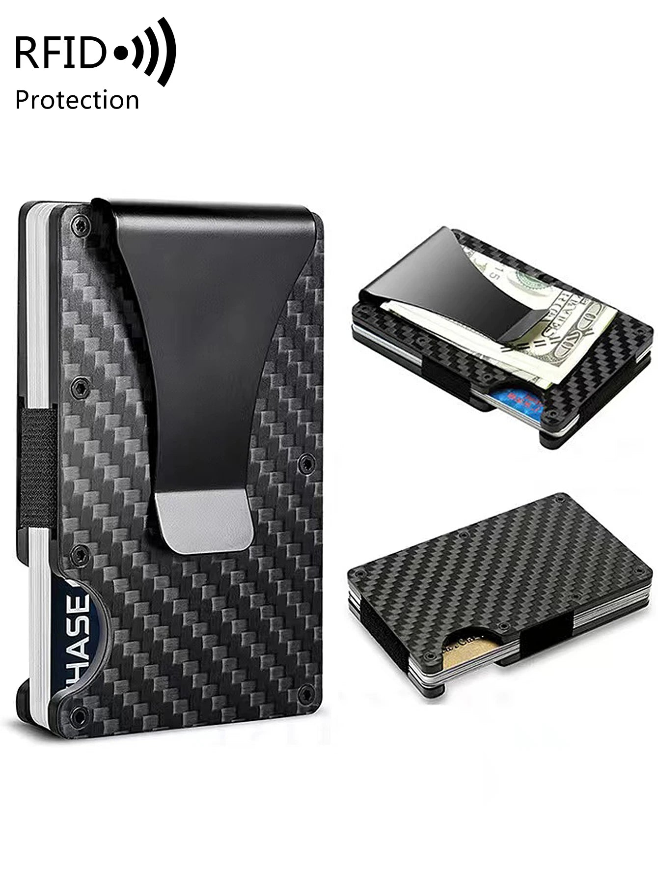 Minimalist Carbon Fiber RFID Holder Ultra-Thin Mini ID Credit Card Holder Aluminum Alloy Men'S and Women'S Wallet